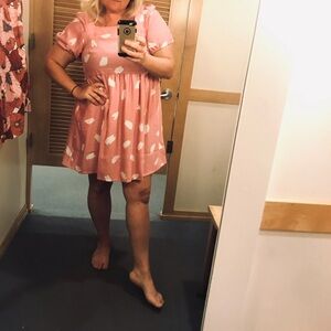 Pink Puff Sleeve Dress with pockets!